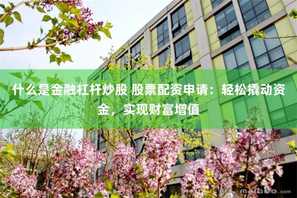 什么是金融杠杆炒股 股票配资申请：轻松撬动资金，实现财富增值