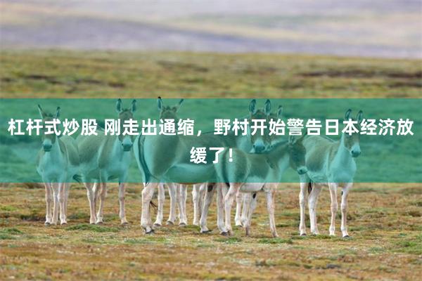 杠杆式炒股 刚走出通缩，野村开始警告日本经济放缓了！