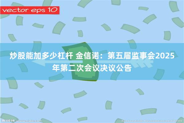 炒股能加多少杠杆 金信诺：第五届监事会2025年第二次会议决议公告