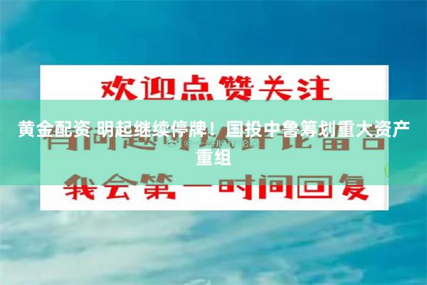 黄金配资 明起继续停牌！国投中鲁筹划重大资产重组