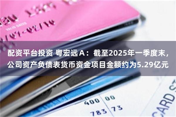 配资平台投资 粤宏远Ａ：截至2025年一季度末，公司资产负债表货币资金项目金额约为5.29亿元