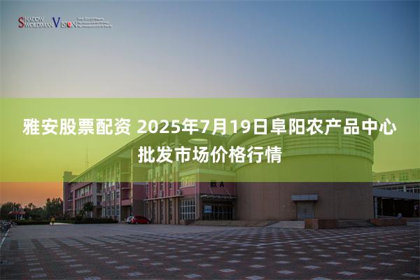 雅安股票配资 2025年7月19日阜阳农产品中心批发市场价格行情
