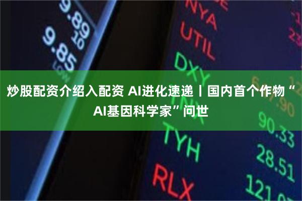 炒股配资介绍入配资 AI进化速递丨国内首个作物“AI基因科学家”问世